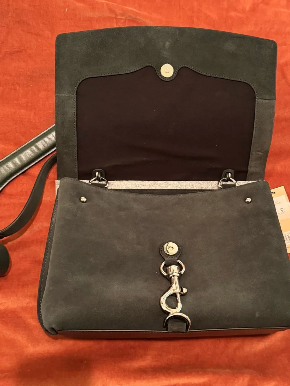 NWT Rebecca Minkoff Stella Suede and Leather Satchel in Pine